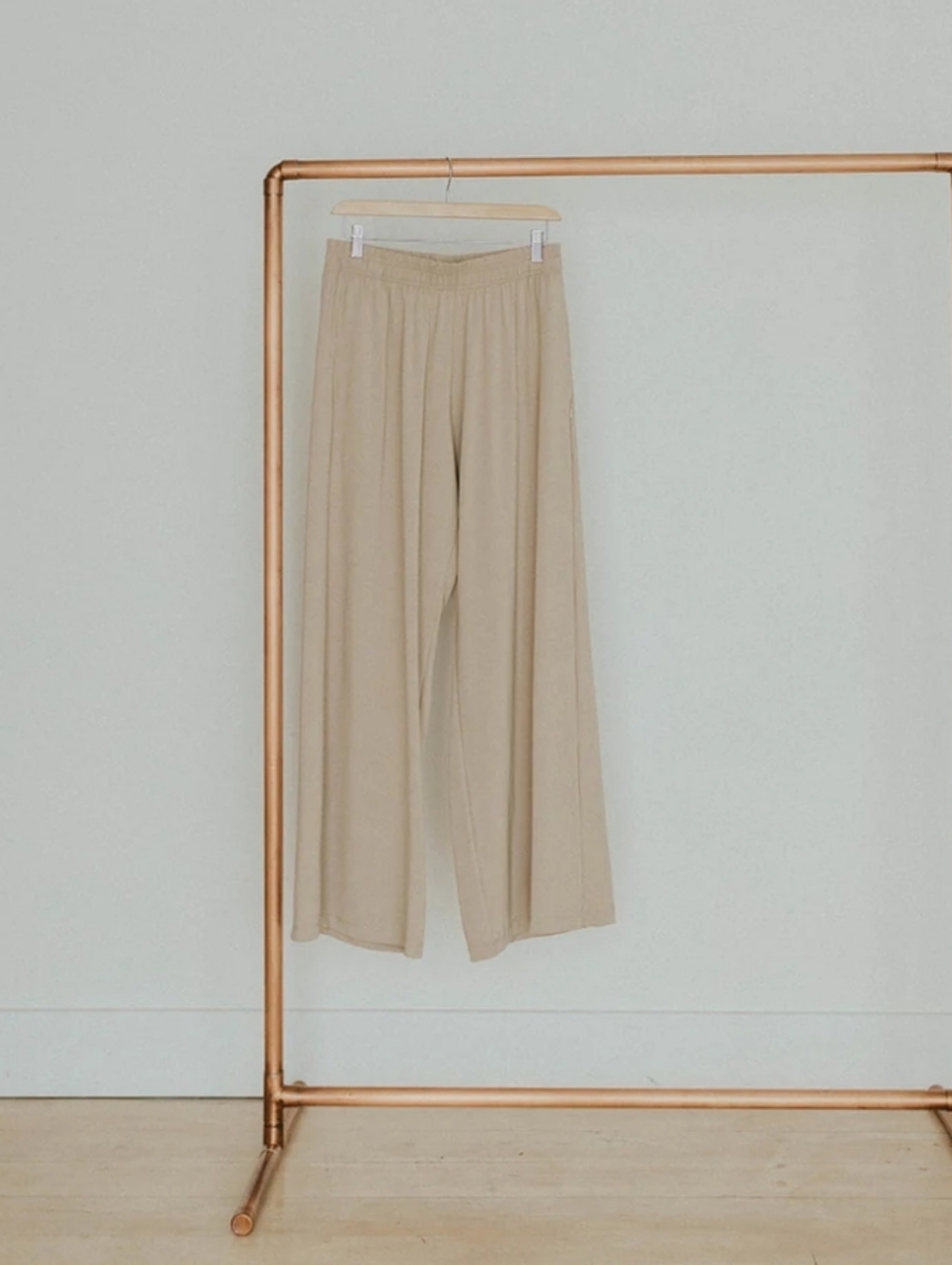 Ladies Wide-Leg Lounge Pants - Light Beige Jax and Lennon